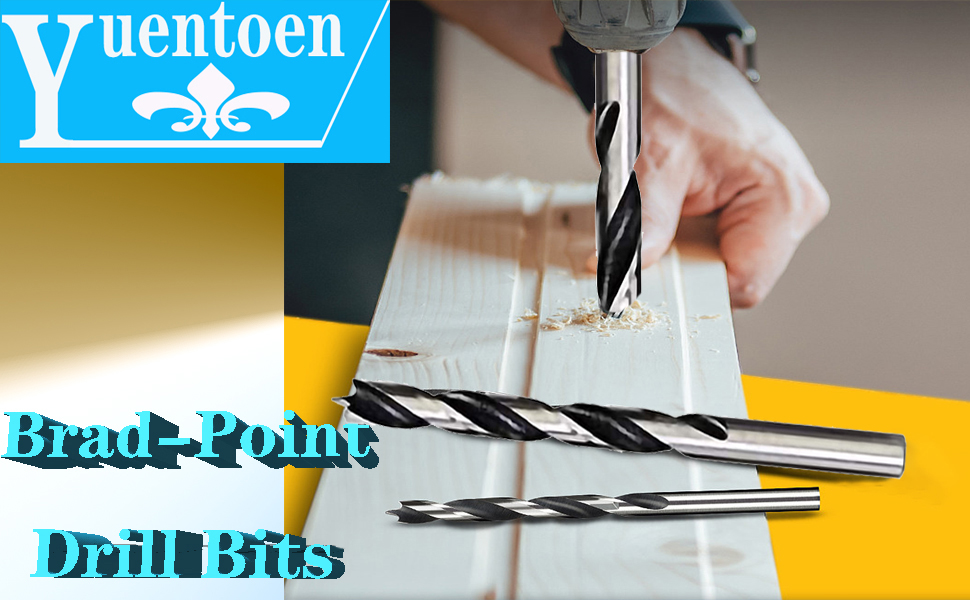 Yuentoen 8 PCS BradPoint Drill Bits 310mm Spiral Twist Wood Drill