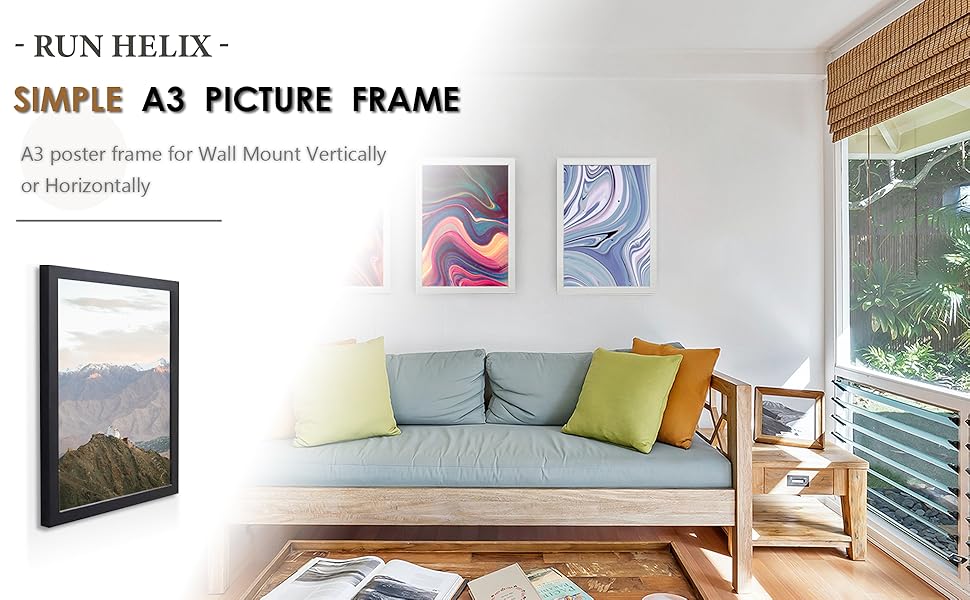 RUN HELIX A3 Picture Frame 29.7x42 cm, A3 Frame Solid Wood A3 white