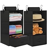 punemi 2 Pack 3-Shelf Hanging Closet Organizer and Storage, Hanging Closet Storage Organizer with...