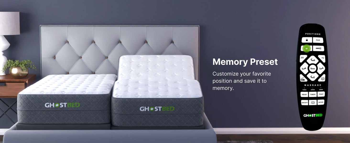 GhostBed Adjustable Bed Frame Split King, 11"Cool Gel