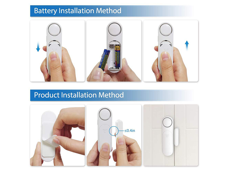 SECRUI Door Alarm Sensor, Wireless Window Door Open Contact Burglar Alarm Chime AntiTheft 120dB