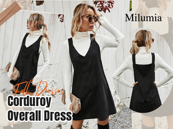 ru rurumu カーディガン nodress itimi Milumia Women V Neck Corduroy Overall Dress 2025 Fall Mini