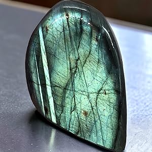 Steinfixx Labradorit Herz goldener-Labradorit Seifenstein Palmstein XL-Trommelstein