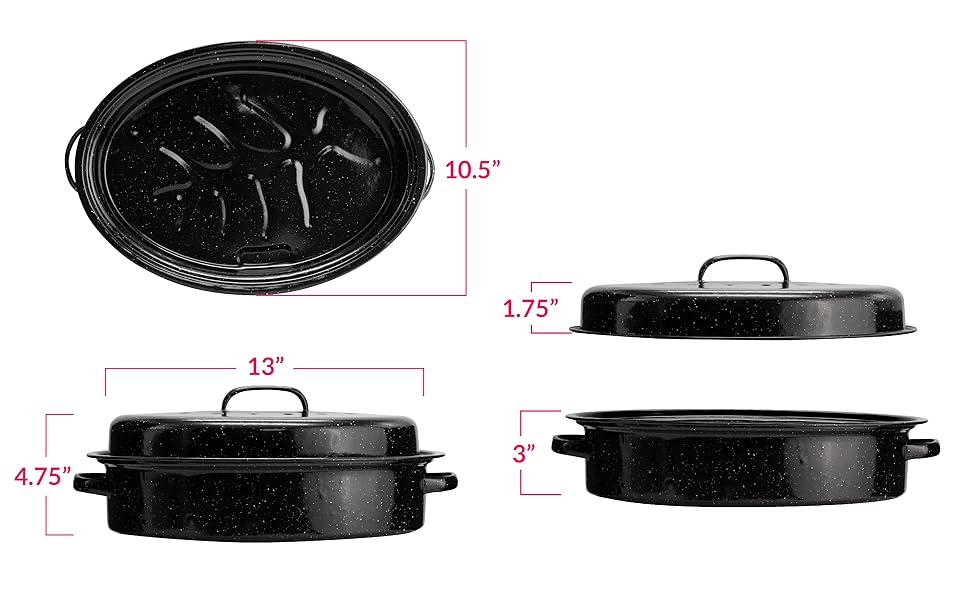 Eternal Living Granite Roasting Pans, Black (15" Oval