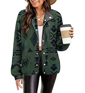 Zeagoo Women's Cozy Fleece Jacket Western Aztec Print Snap Button Down Coat with Pockets Casual W...