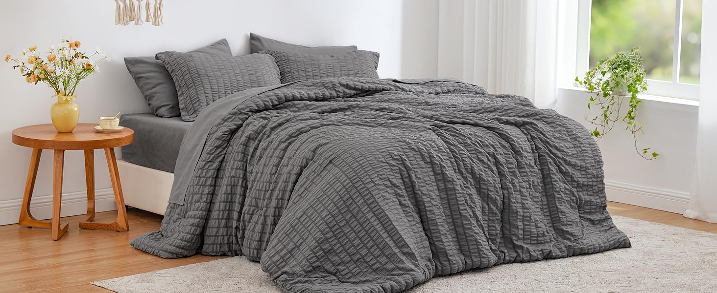 grey seersucker comforter set