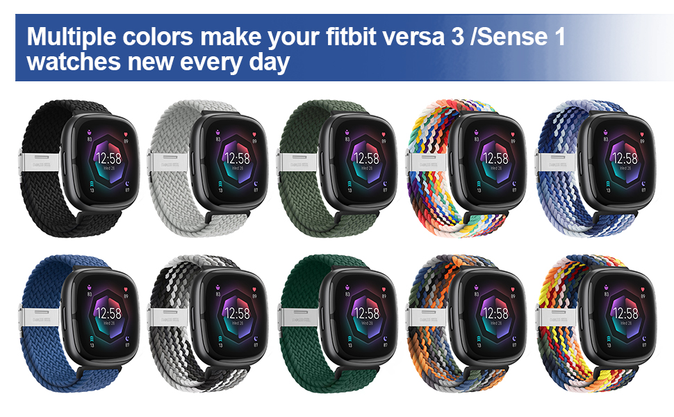 ZZMY Nylon Versa 3 Armband Kompatibel mit Fitbit Sense Armband und