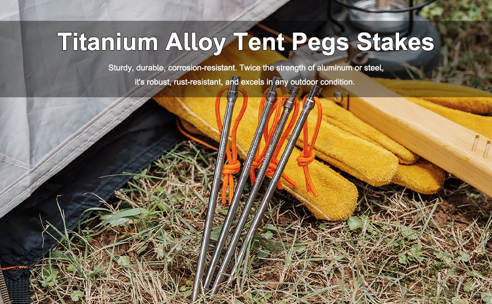Titanium Alloy Tent Pegs Outdoor Camping Awning Tent Stakes Lightweight Tent Nail 
