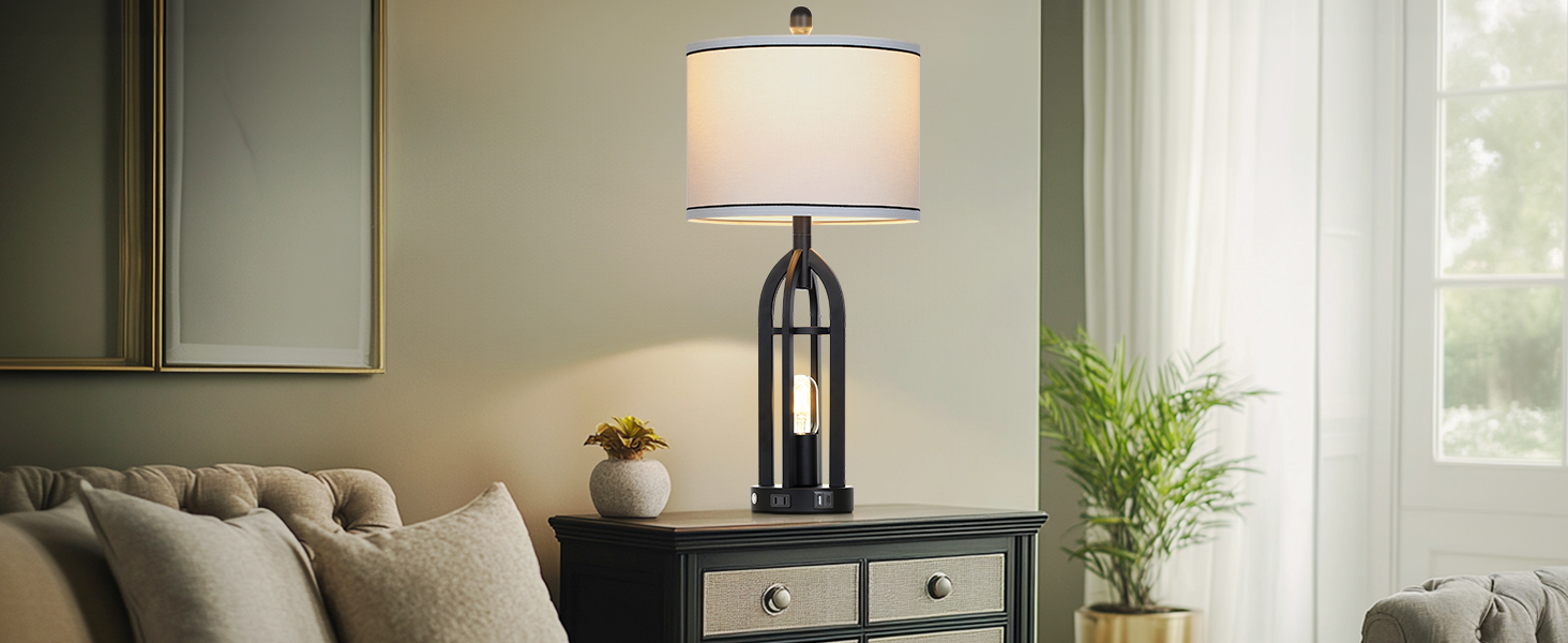 27" Tall Vintage Table Lamp with USB C+A... 28 black lamps for living room