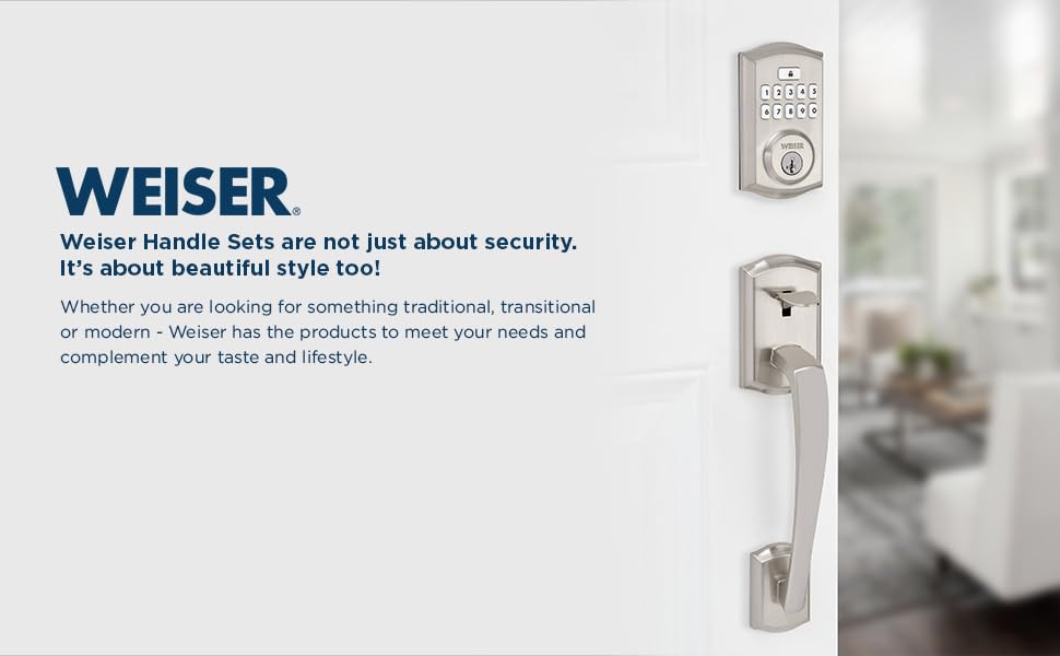 Weiser Satin Nickel Front Door Lock and Handle Set, SmartCode Keypad