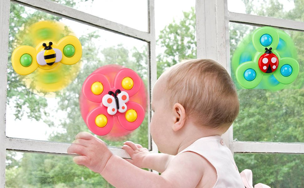 Baby spinner toys with suction