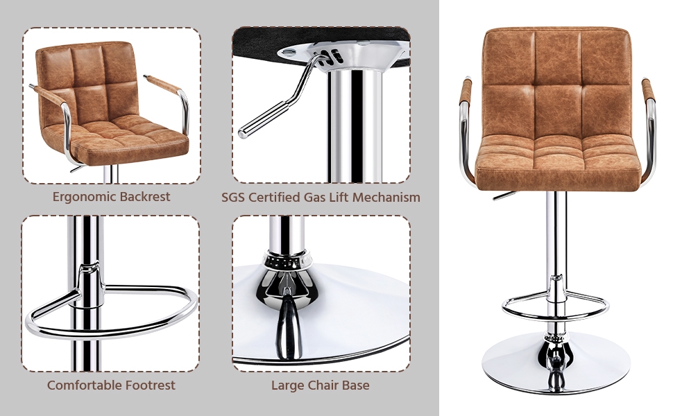 Yaheetech Modern Bar Stools Set of 2 Swivel Kitchen Stool