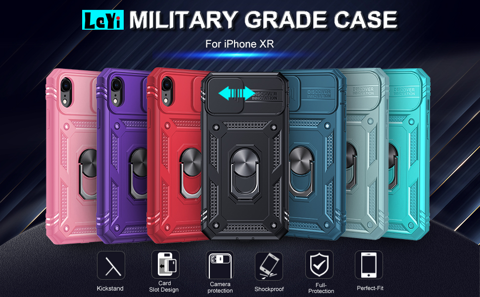 LeYi for iPhoneXR Case iPhone XR Phone Case with Slide Camera Cover