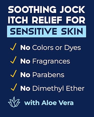 Soothing Jock Itch Relief for Sensitive Skin:No Colors or Dyes, Fragrances, Parabens, Dimethyl Ether