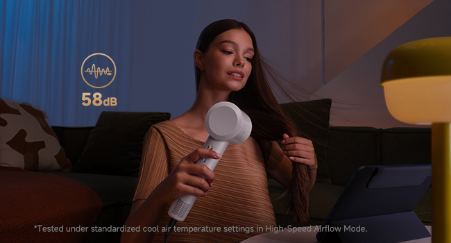 low noise, whispering sound hair dryer