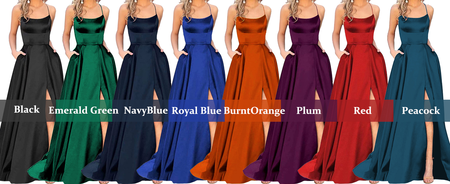 GUKARLEED Women's Satin Prom Dresses Long Ball Gown with Slit Backless