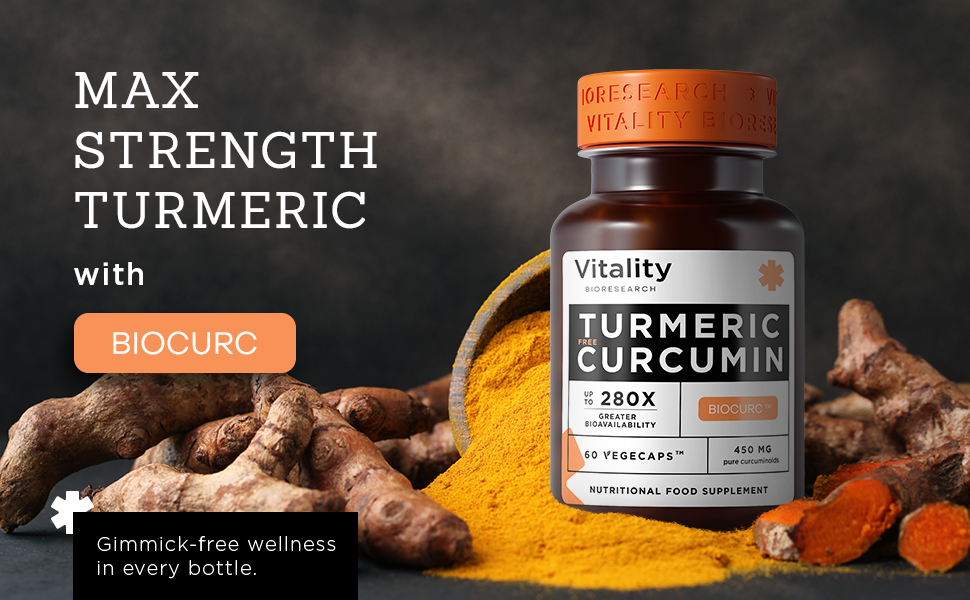 Turmeric and Black Pepper Capsules High Strength, Pure Curcumin with