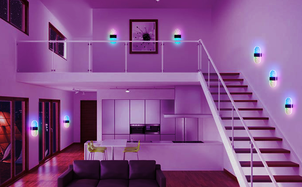 SURPALIG 2 LED Lights for Room Decor, 12 Colors Switchable RGB Wall