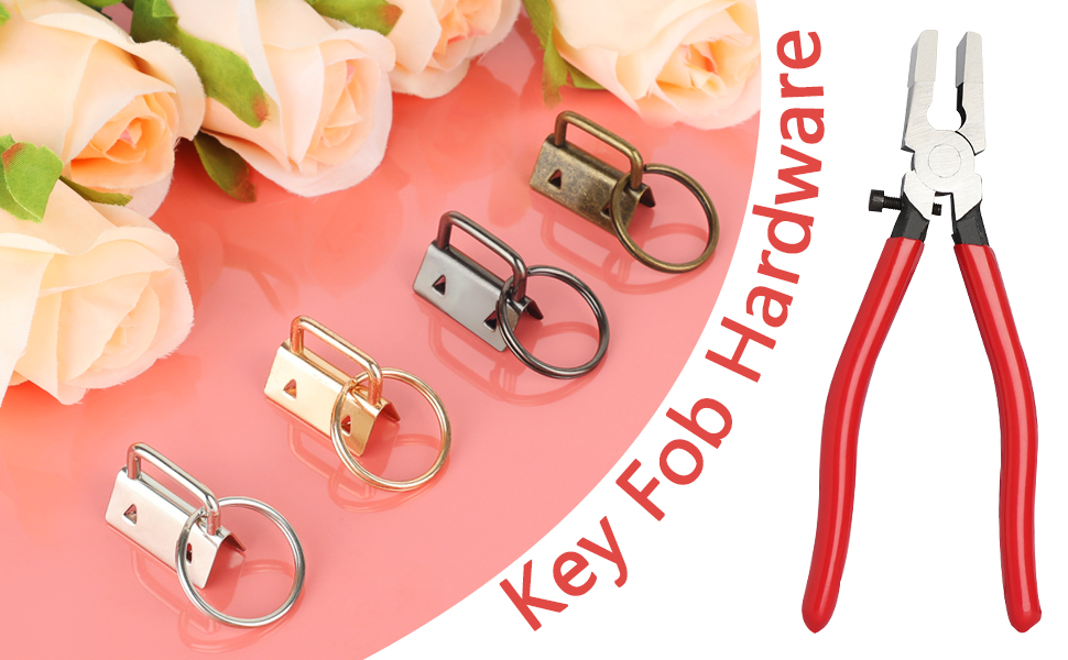120 Pieces 1" Key Fob Hardware with 1 Key Fob Pliers Set