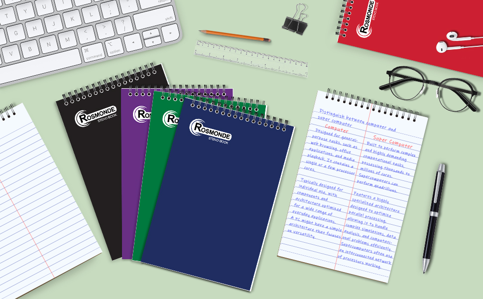 Rosmonde 12 Pack Spiral Steno Pads, 6 x 9, Gregg Rule