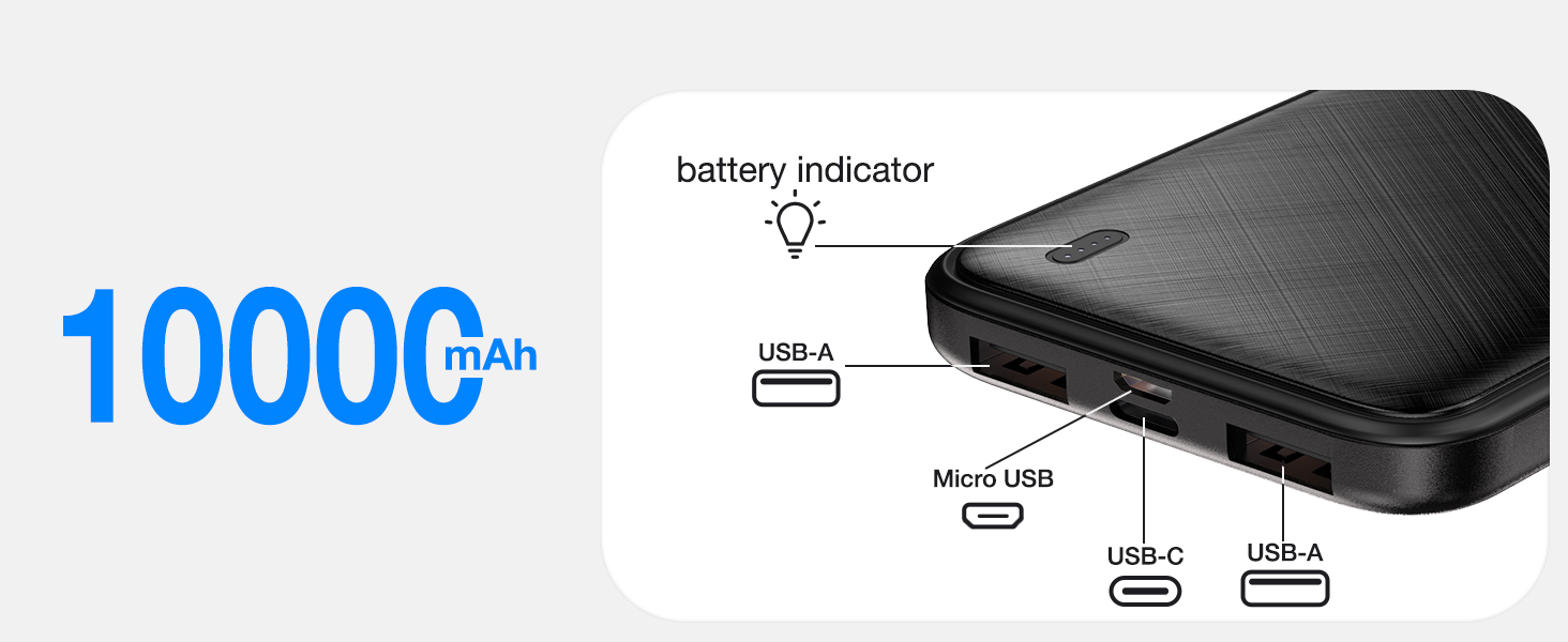 10000mAh Large Capacity