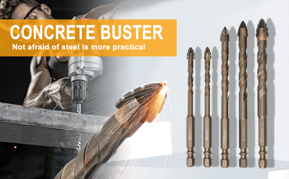 5 Count Four Edged Serrated Eccentric Drill Bit Set