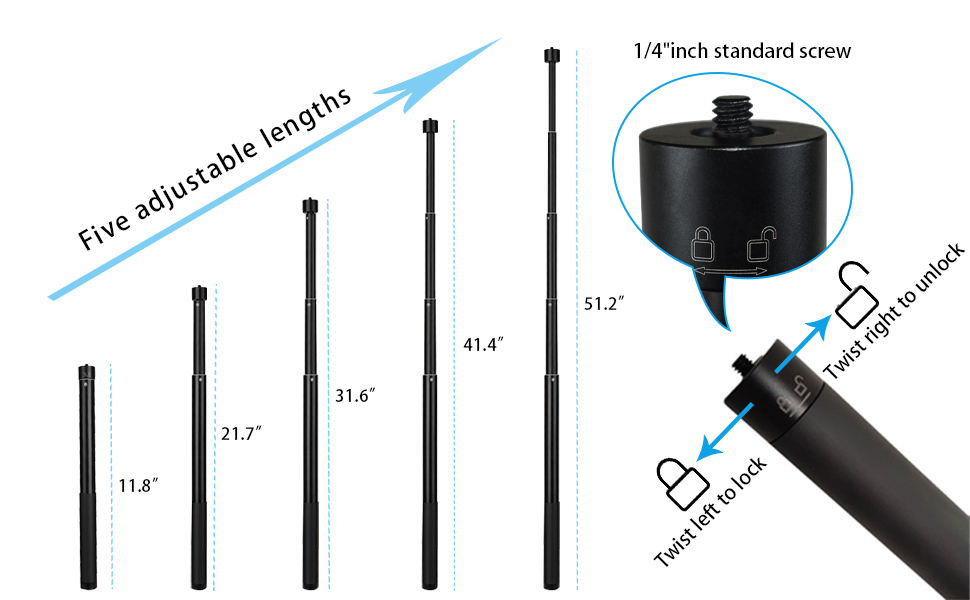 VVHOOY Monopod invisible para selfie extensible y ajustable de