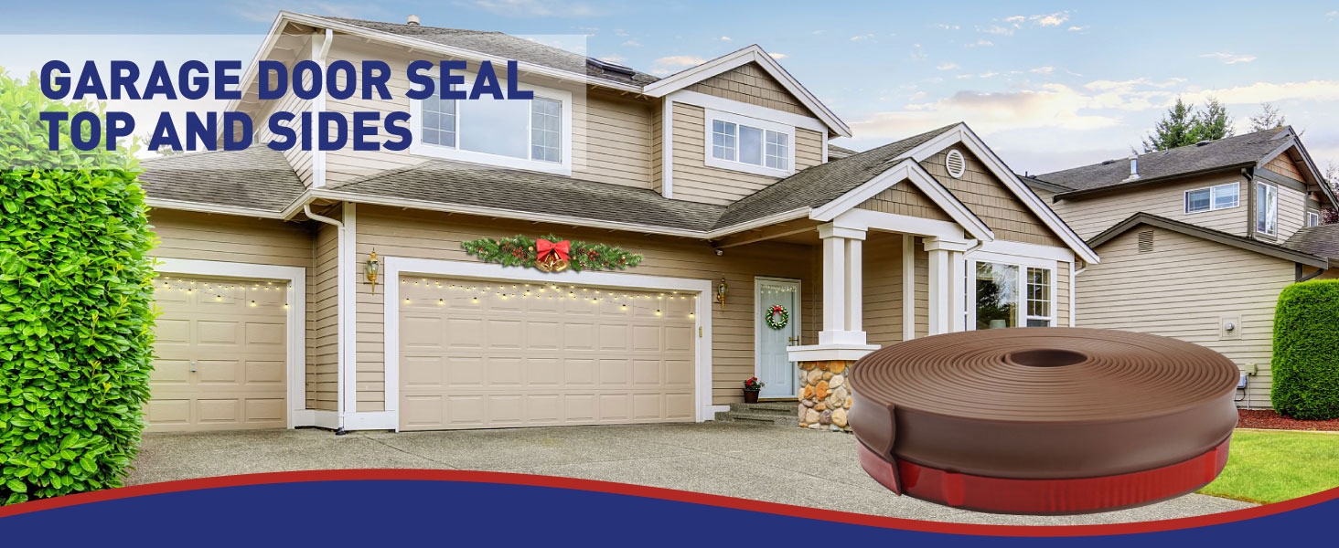 FOSLUOC Garage Door Seal Top and Sides Seal Strip Brown 34 FT Adhesive