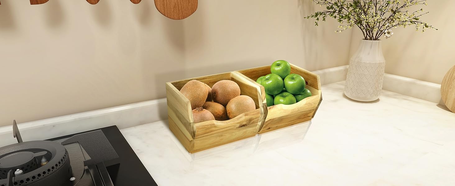 storage bins for potato and green apple