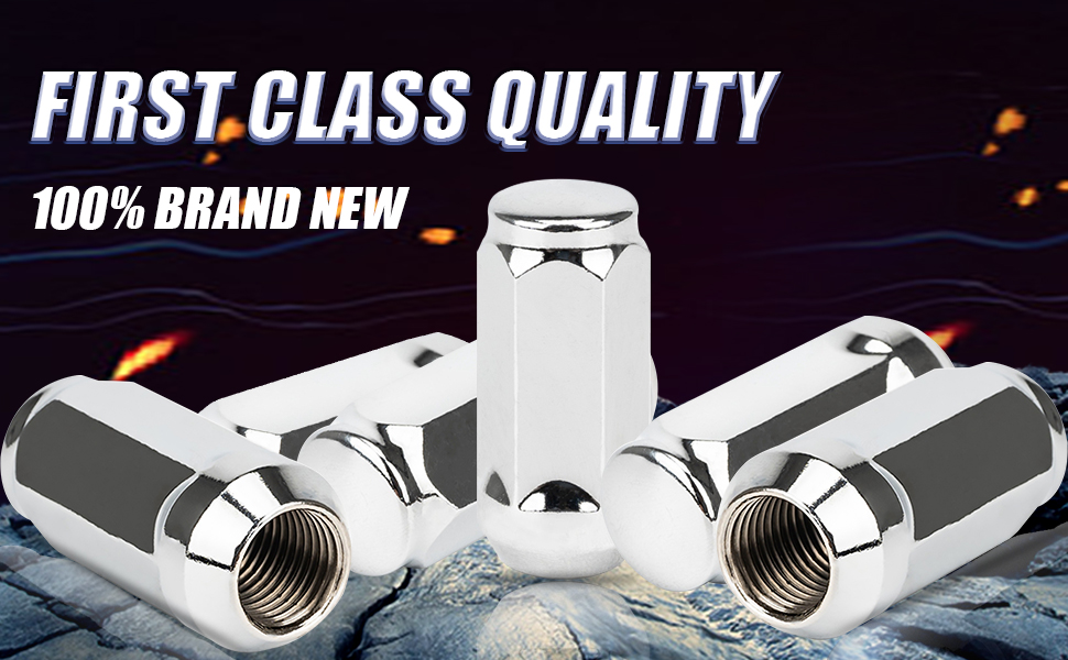 JiiinMiiin 24pcs M14x1.5 Chrome Lug Nuts, 14mmx1.5 Wheel Nuts with 19mm