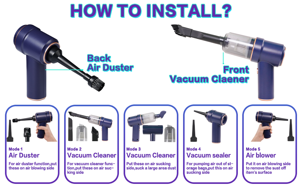 3in1 Electric Compressed Air Duster with Keyboard Cleaner Kit