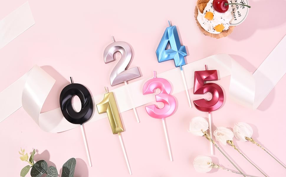 PHD CAKE Oversized Diamond Gold 6 Number Birthday Candles, Gold Number