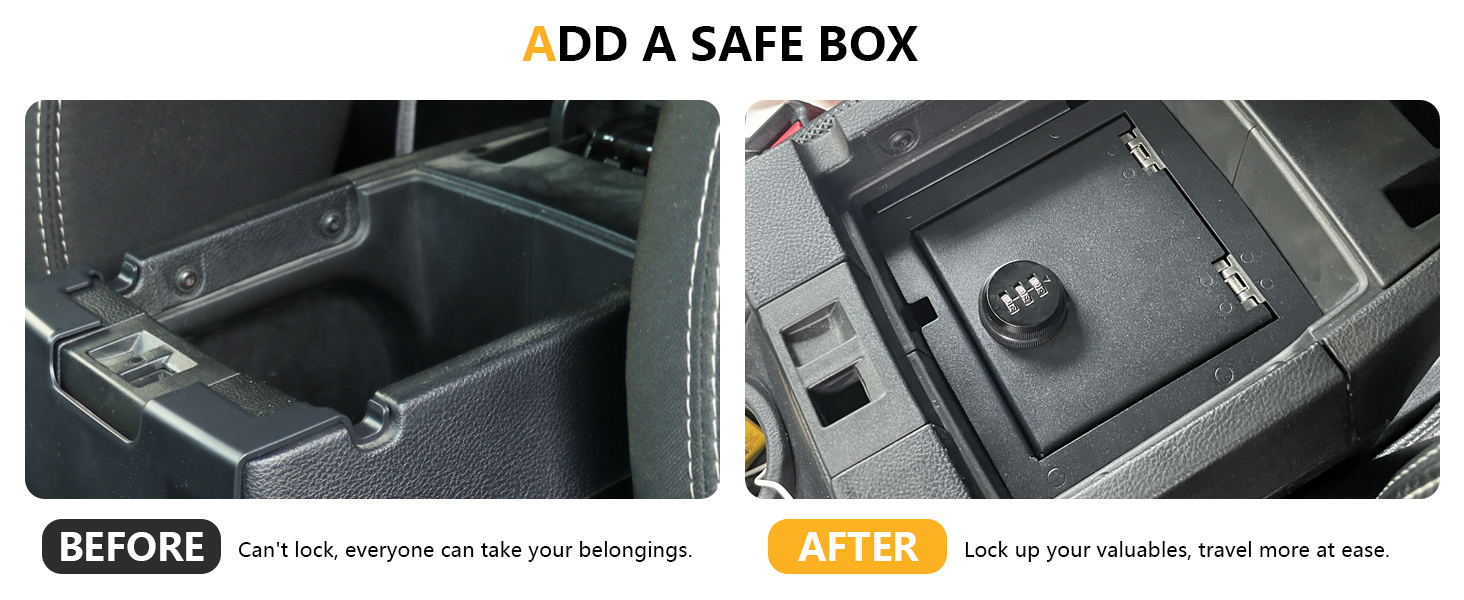 RERPRO Center Console Gun Safe Lock Box Armrest Storage