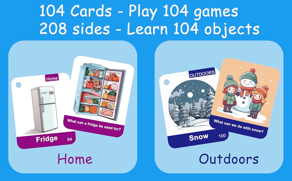 104 Kids & Toddler Flash Cards 208 Sides Learn Objects
