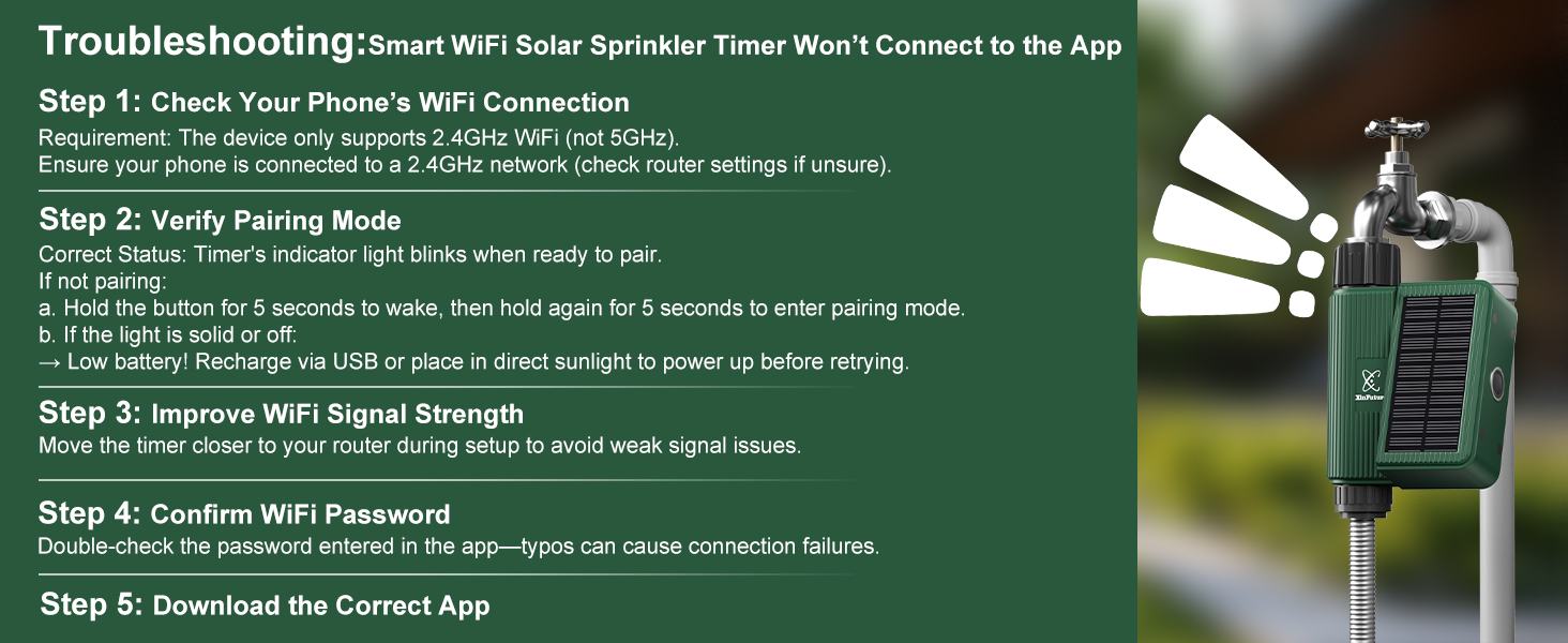 Solar Sprinkler Timer Won’t Connect to the App
