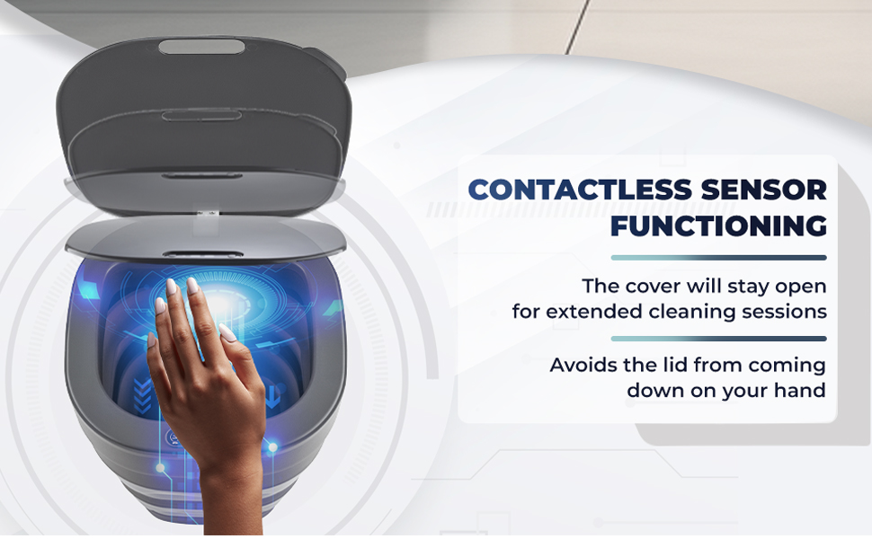 ELITE DISPOSE Bathroom Trash Can with Lid Automatic Garbage Can, 2.4 Gallon