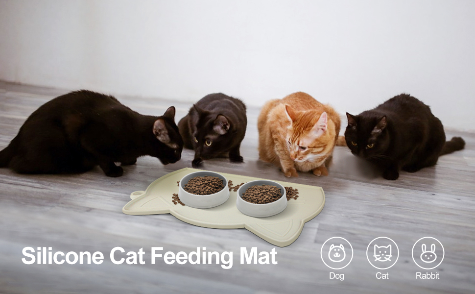 Coomazy Cat Feeding Mat Silicone Pet Food Mat for Kitten & Puppy Non