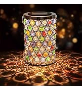 Solar Lanterns Outdoor – Mosaic Crystal & Hummingbird Hanging Solar Lights, IP65 Waterproof Solar...