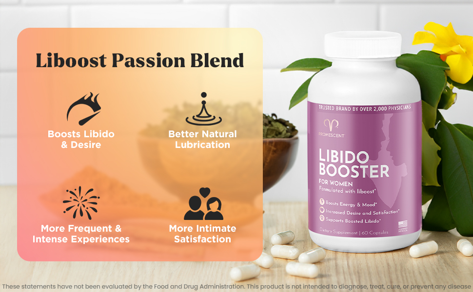Liboost passion blend supplement with damiana, goat weed, tribulus and ashwagandha for woman