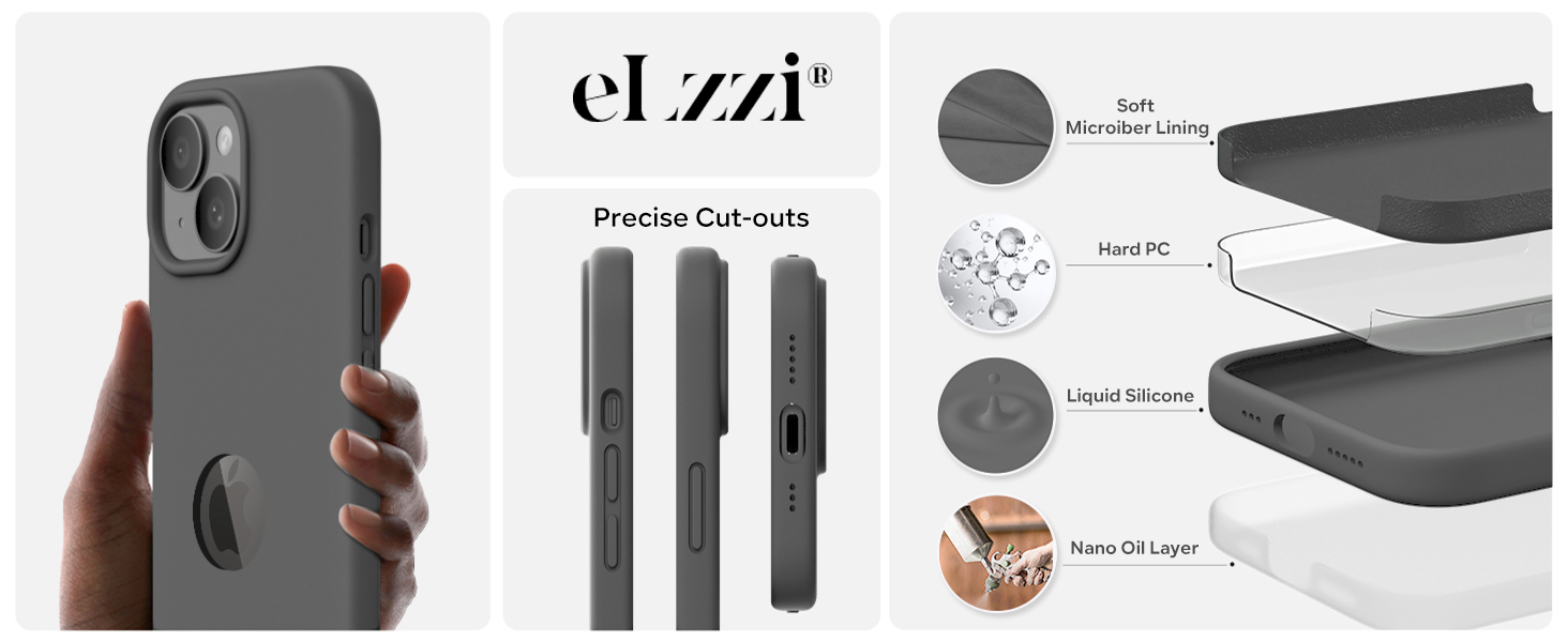 Microfiber Logo Cut Cover Compatible for iPhone 15 Case