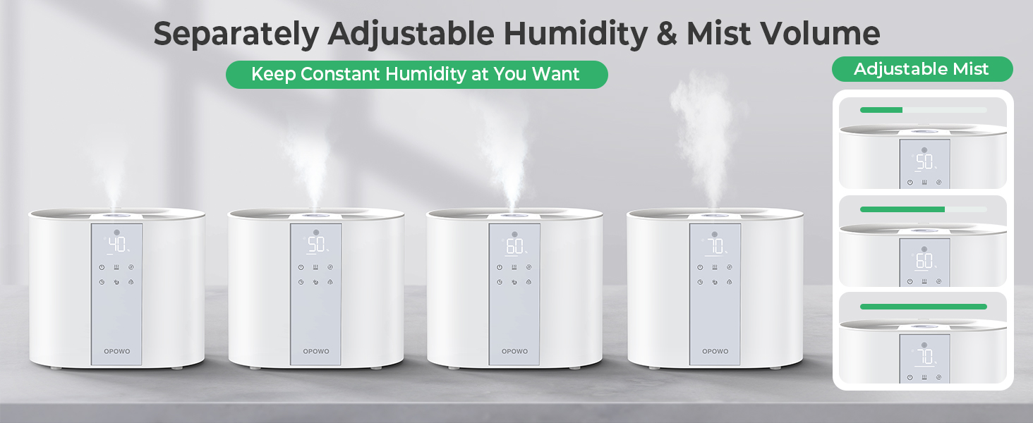 OPOWO Cool Mist Humidifier for Bedroom Large Room, Baby Nursery and