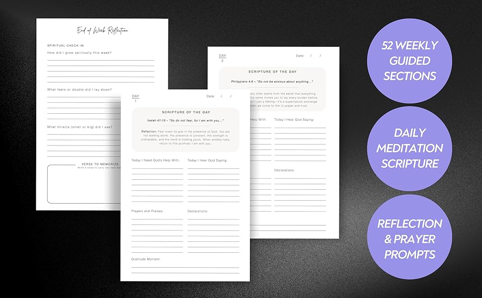 Daily Meditation Scripture and 52 Weekly Guided Sections with Reflection and Prayer Prompts