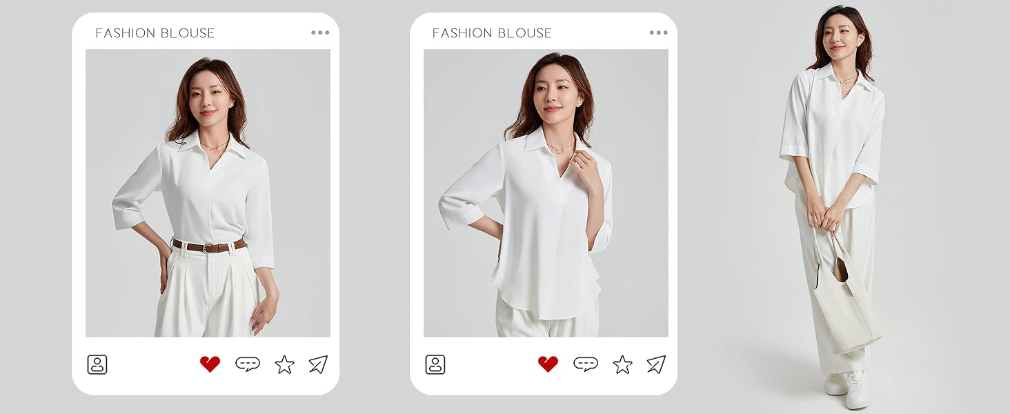 七分袖シフォンブラウス