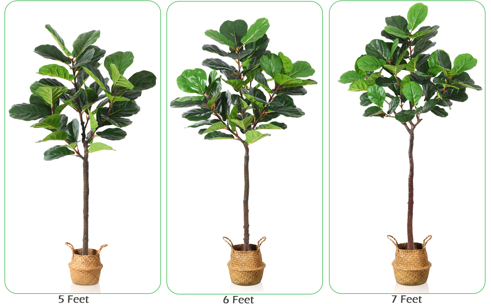 SOGUYI 5ft Artificial Fiddle Leaf Fig Tree, Fake Potted Ficus Lyrata