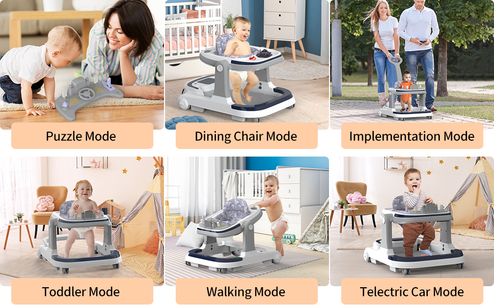 Baby Walker, Walker Bouncer, LearningSeated, Music, Adjustable Height, High Back