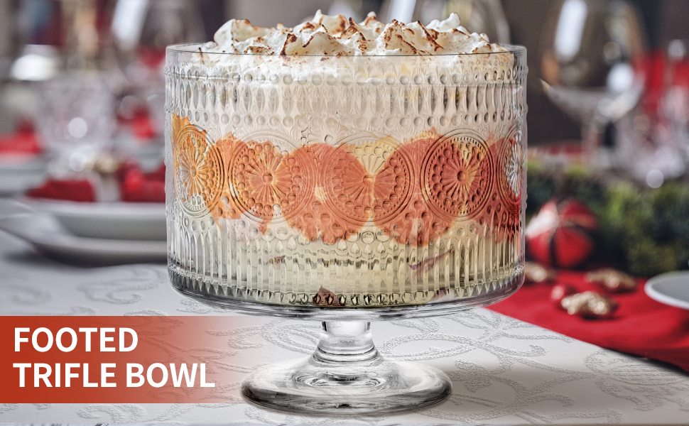 MOLIGOU Glass Trifle Bowl, 110 oz Footed Trifle Bowl