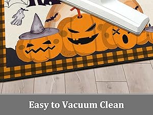 Halloweeen Buffalo Plaid Pumpkin Kitchen Rugs Set of 2