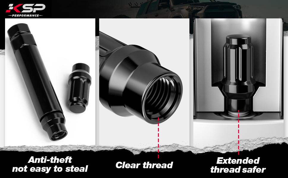 KSP M12x1.5 Extended Lug Nuts, 24PCS 6 Spline Tuner Closed