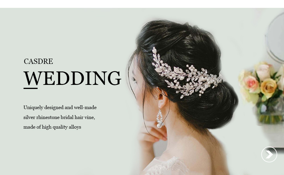 Rhinestone Bridal Hair Vine Silver