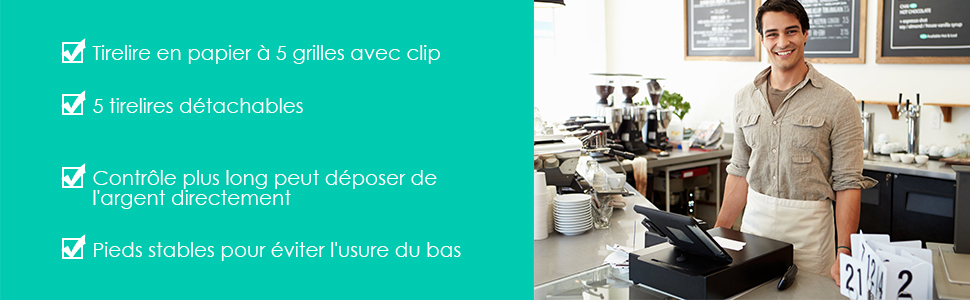 RELAX4LIFE Tiroir Caisse Automatique 5 Compartiments De Pièces 5 Compartiments De Billets Connecter à POS,Système D'Encaissement 13 4